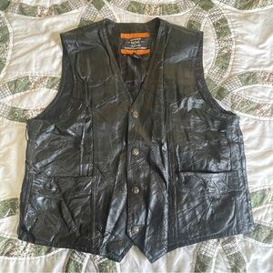 Black Hog Leather Biker Vest Rocky Ranch Hides Size 3XL